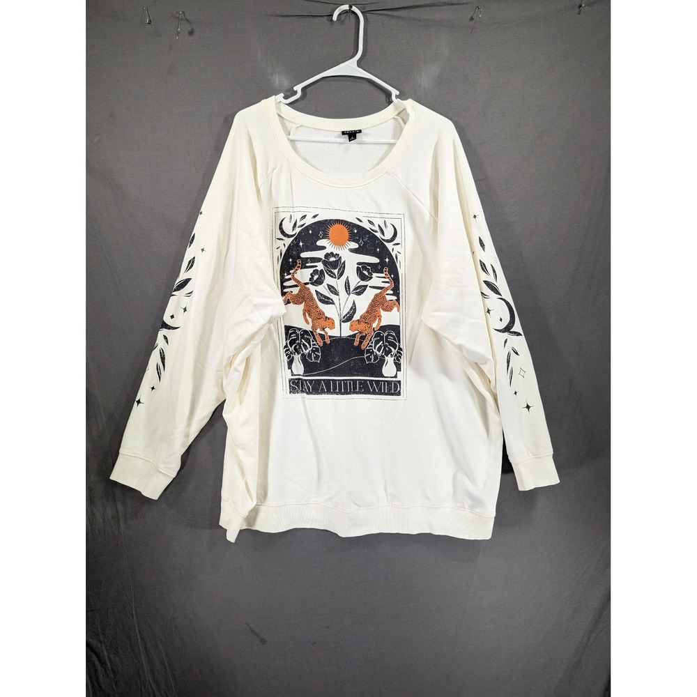 Torrid Stay A Little Wild Leopard Graphic Sweatshirt Ivory Plus 4